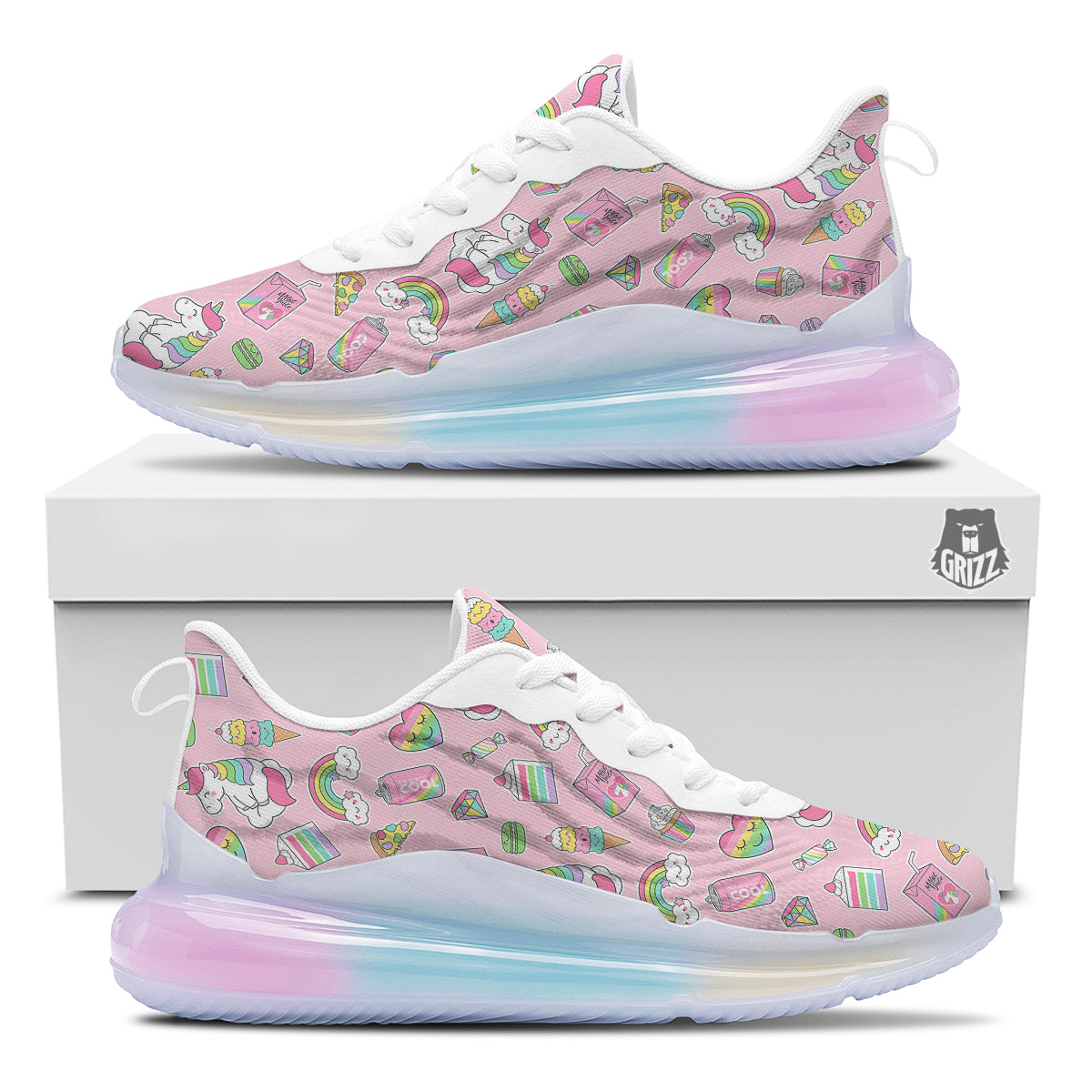 Cupcake Unicorn Print Pattern Running Sneakers-grizzshop