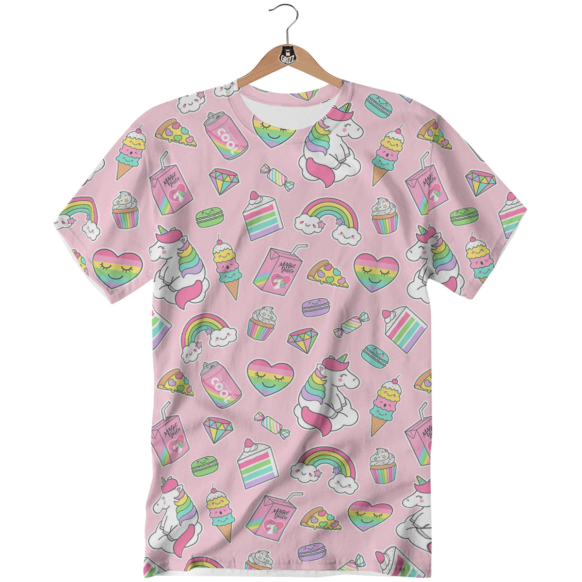 Cupcake Unicorn Print Pattern T-Shirt-grizzshop