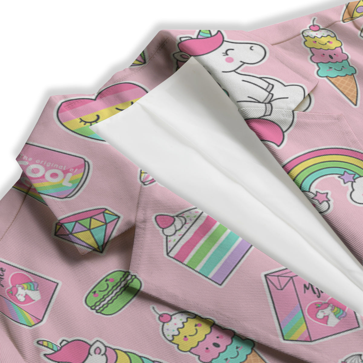 Cupcake Unicorn Print Pattern Women's Blazer-grizzshop