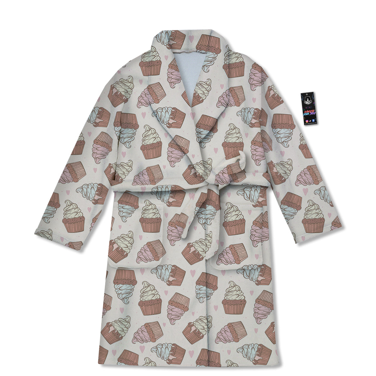Cupcake Vintage Print Pattern Bathrobe-grizzshop