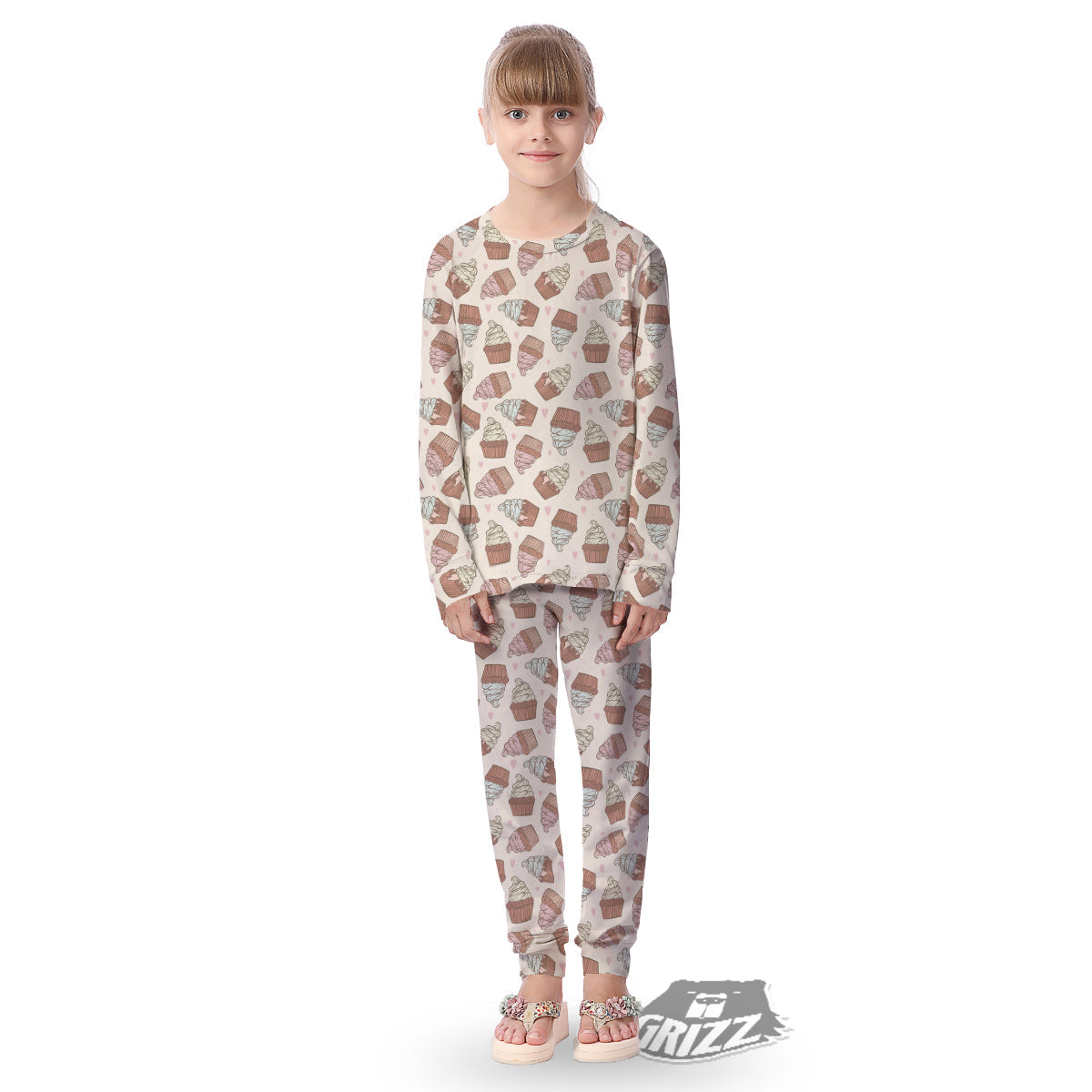 Cupcake Vintage Print Pattern Kid's Pajamas-grizzshop