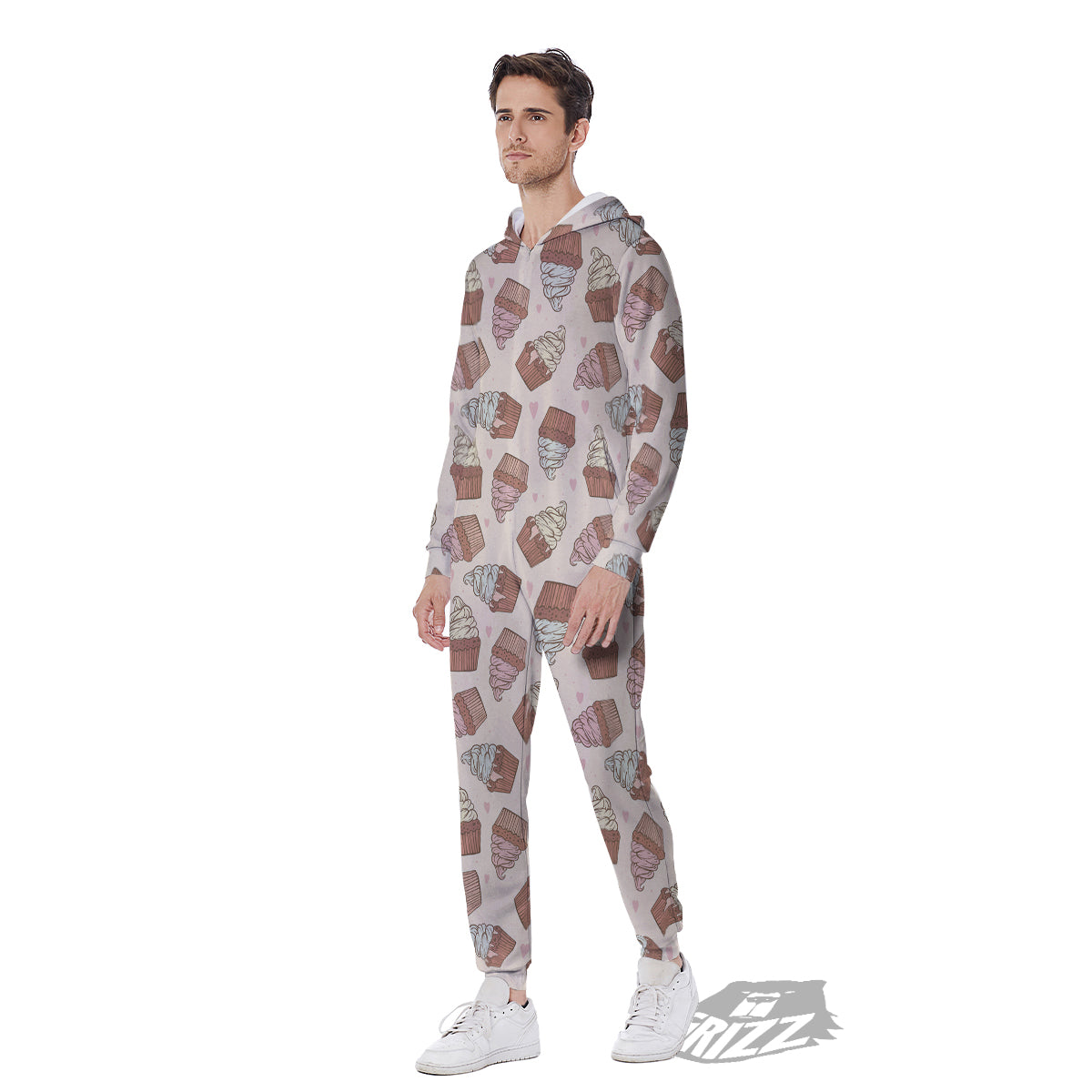 Cupcake Vintage Print Pattern Men's Jumpsuit-grizzshop