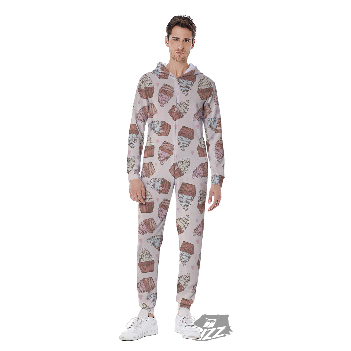 Cupcake Vintage Print Pattern Men's Jumpsuit-grizzshop