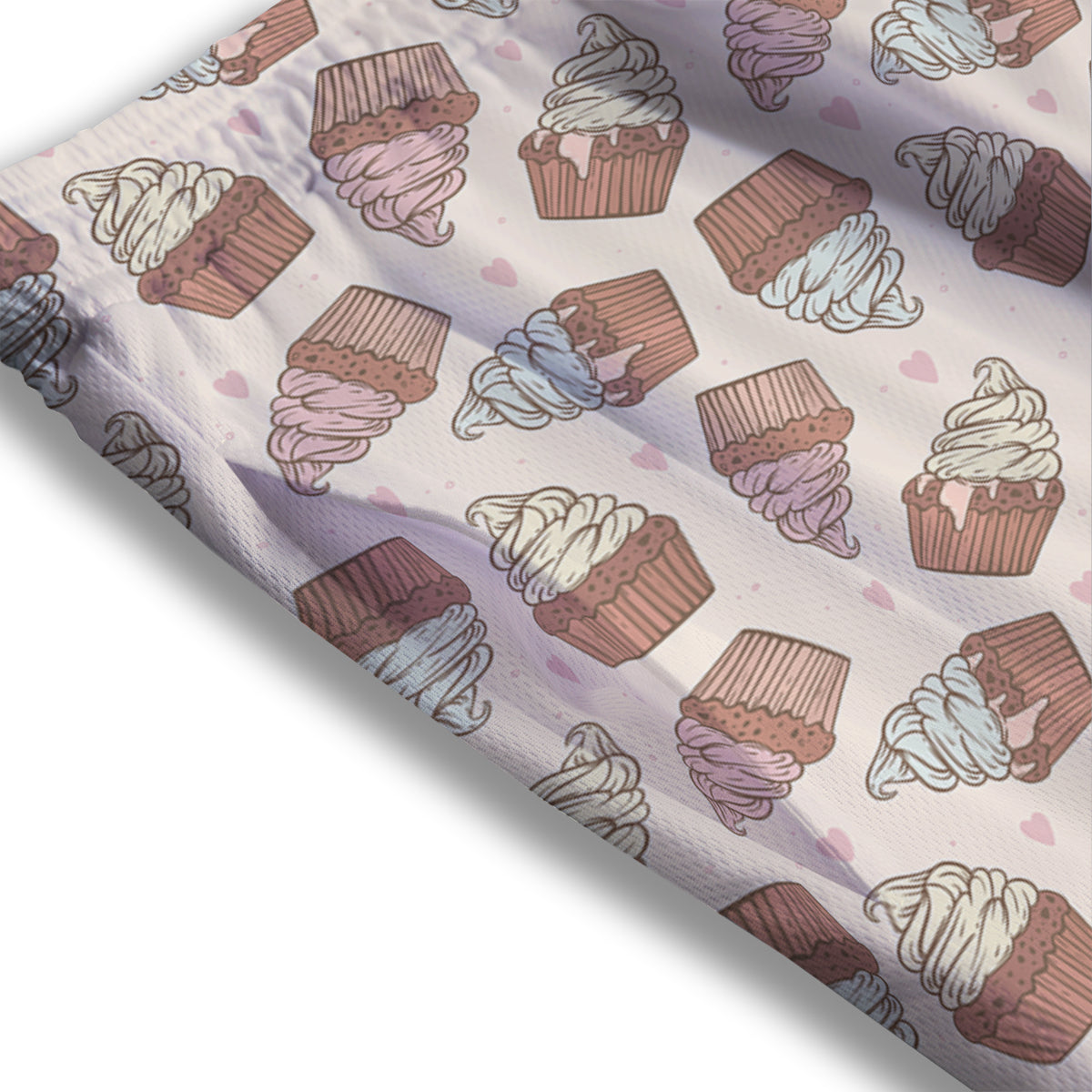 Cupcake Vintage Print Pattern Mesh Shorts
