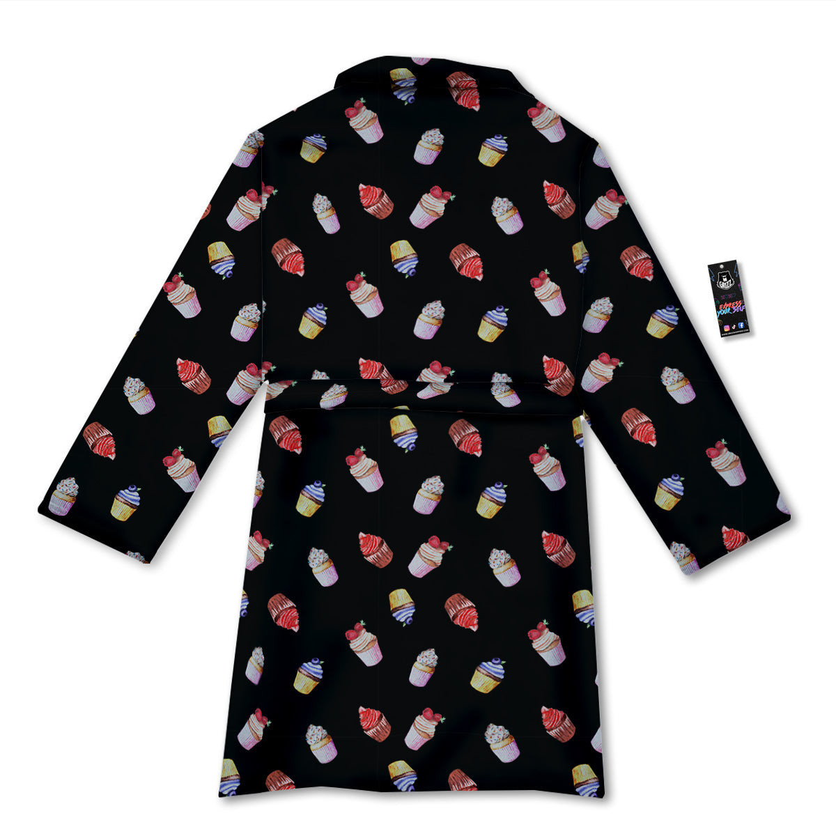 Cupcake Watercolor Print Pattern Bathrobe-grizzshop