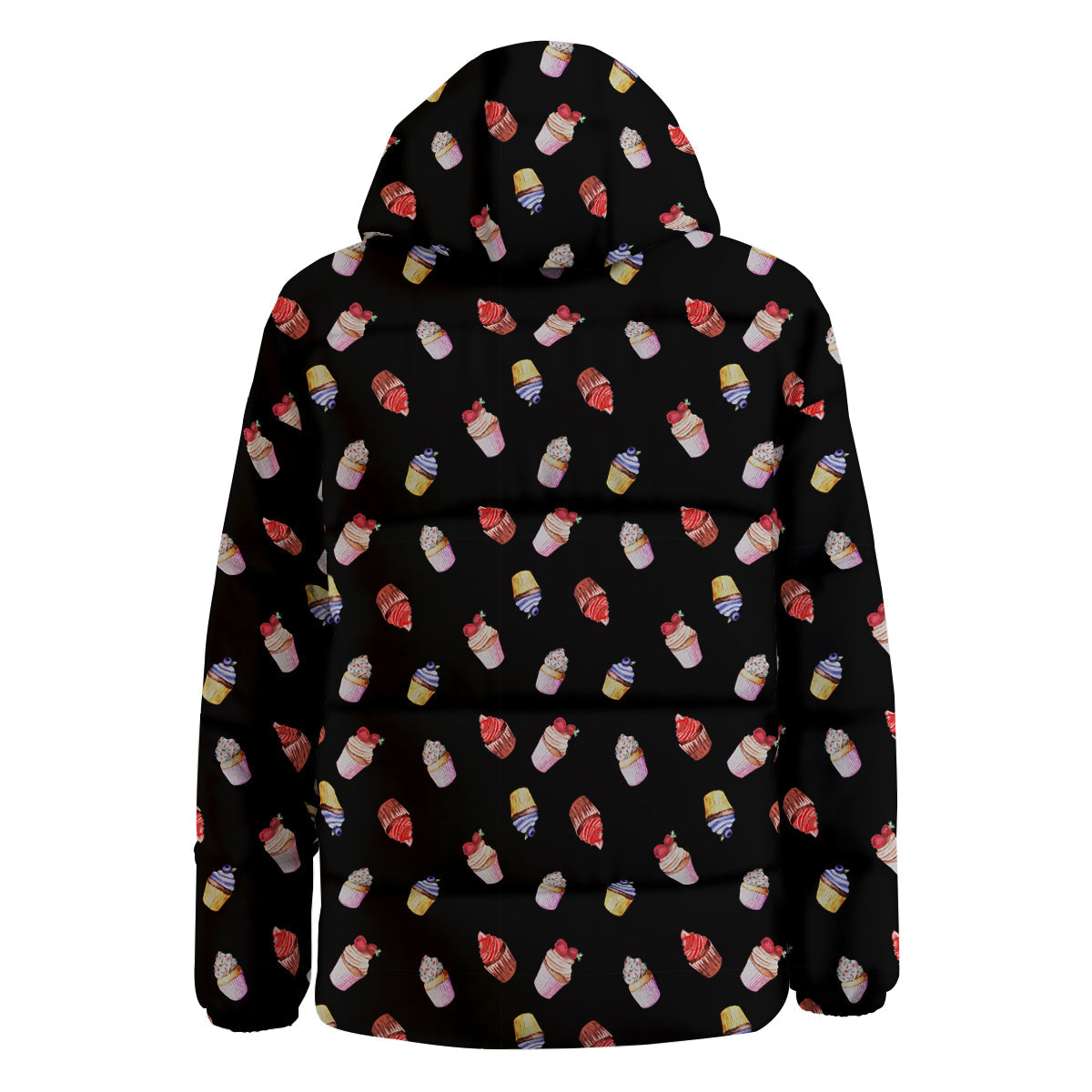 Cupcake Watercolor Print Pattern Down Jacket-grizzshop