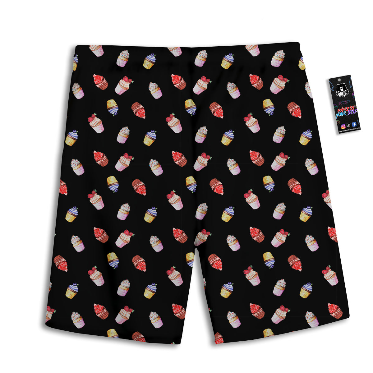 Cupcake Watercolor Print Pattern Men's Athletic Shorts