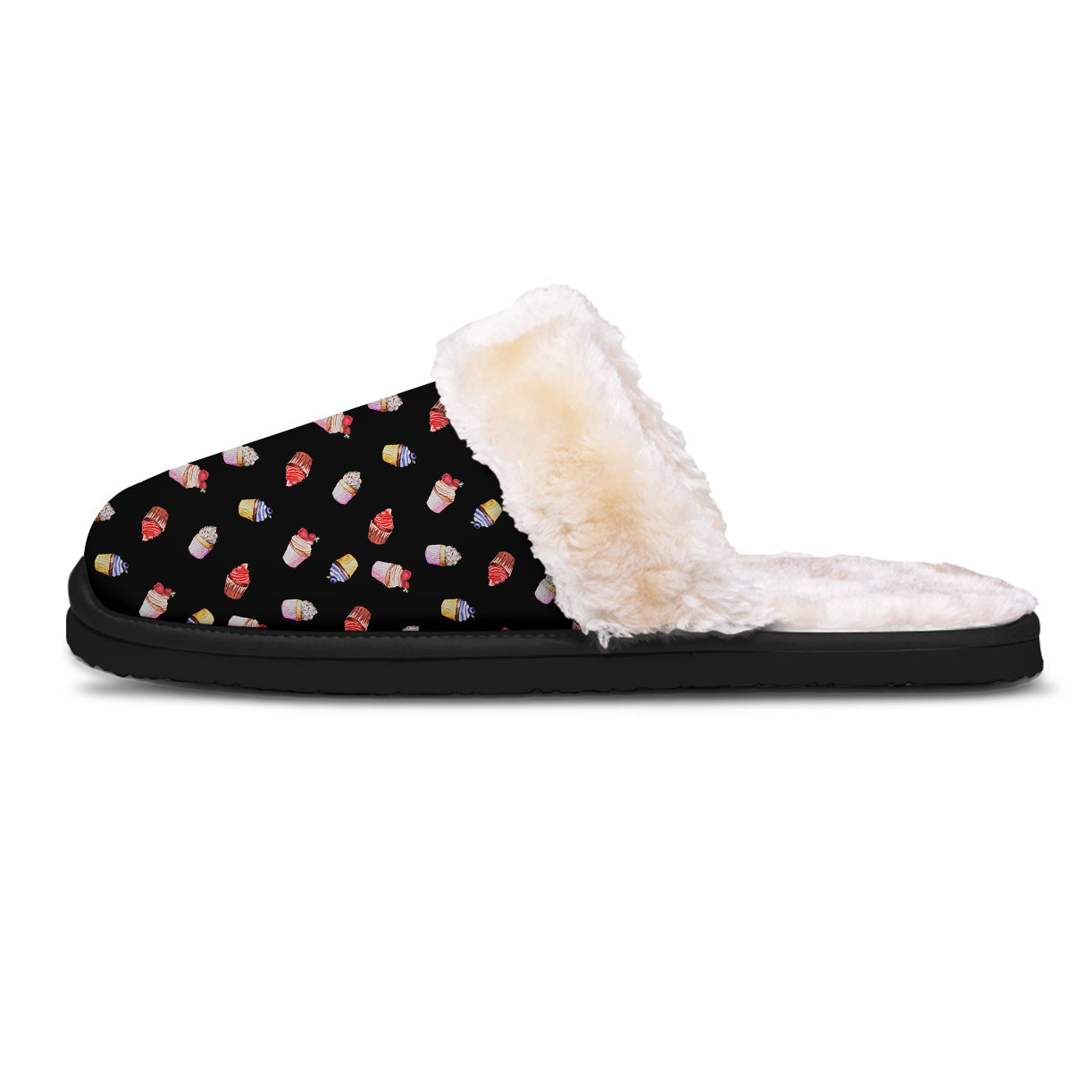 Cupcake Watercolor Print Pattern Slippers-grizzshop