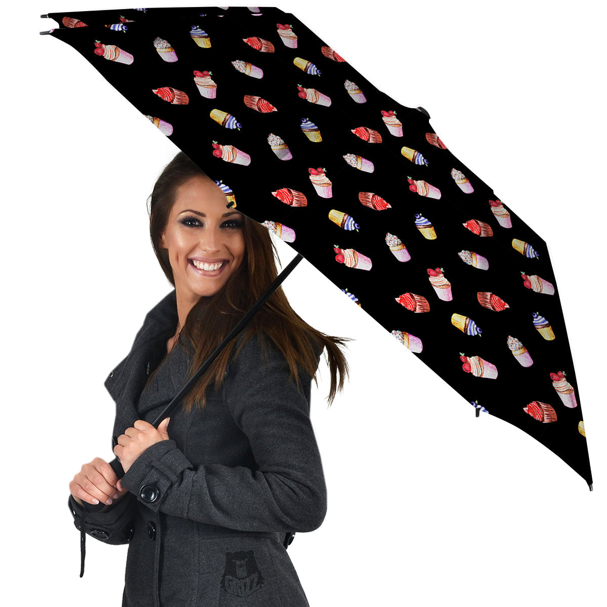 Cupcake Watercolor Print Pattern Umbrella-grizzshop