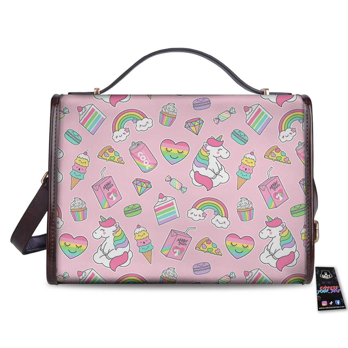 Cupcake Unicorn Print Pattern Women's Satchel Bag