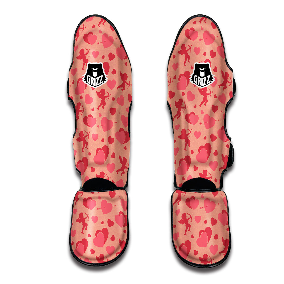 Cupid Red And Pink Print Pattern Muay Thai Shin Guards-grizzshop