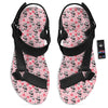 Cupid Valentine Cute Panda Print Pattern Black Open Toe Sandals-grizzshop