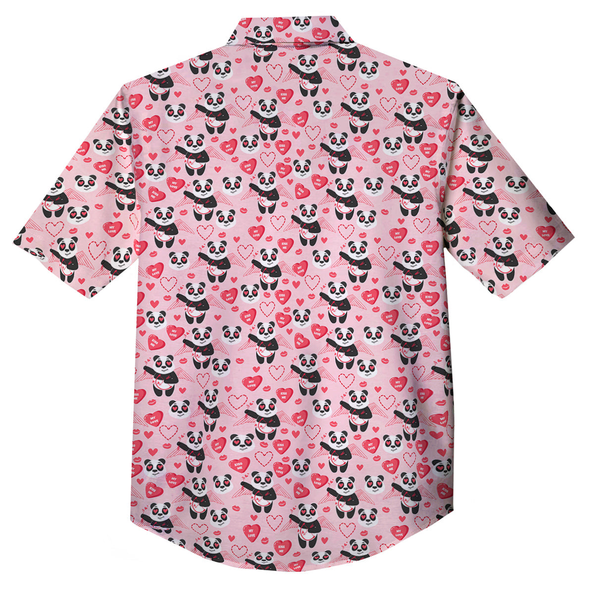 Cupid Valentine Cute Panda Print Pattern Button Up Shirt-grizzshop