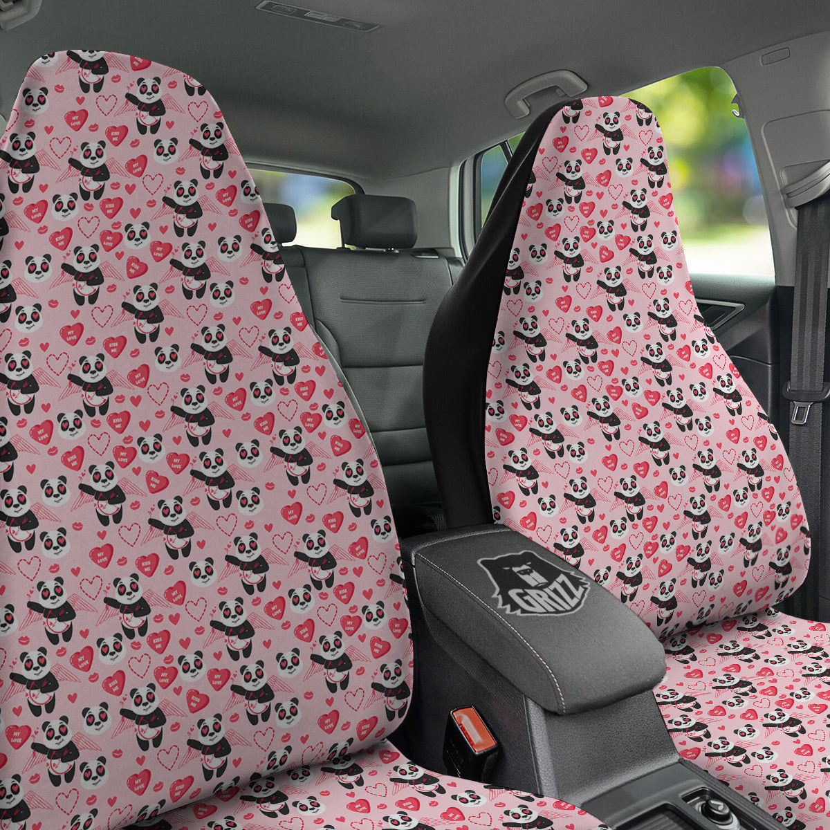 Cupid Valentine Cute Panda Print Pattern Car Seat Covers-grizzshop