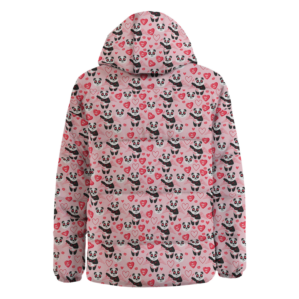 Cupid Valentine Cute Panda Print Pattern Down Jacket-grizzshop