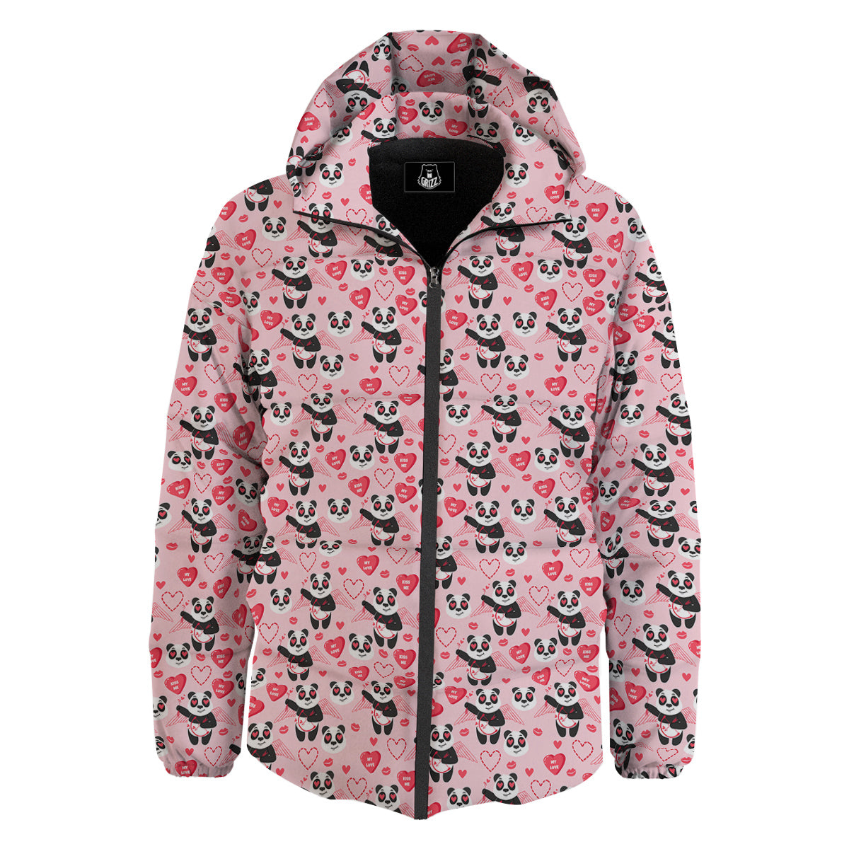 Cupid Valentine Cute Panda Print Pattern Down Jacket-grizzshop