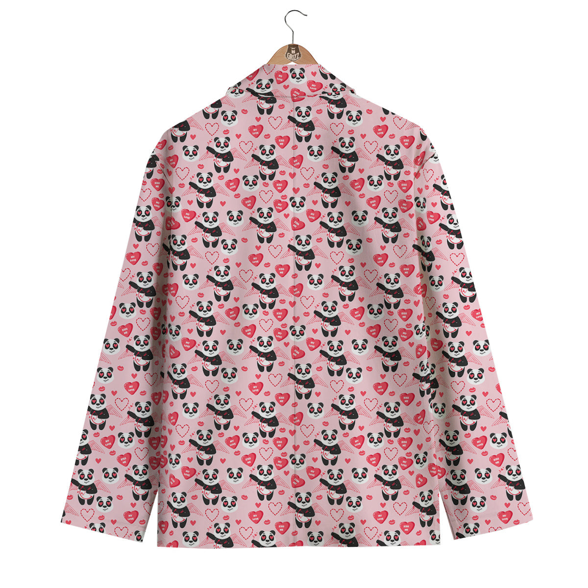 Cupid Valentine Cute Panda Print Pattern Men's Blazer-grizzshop