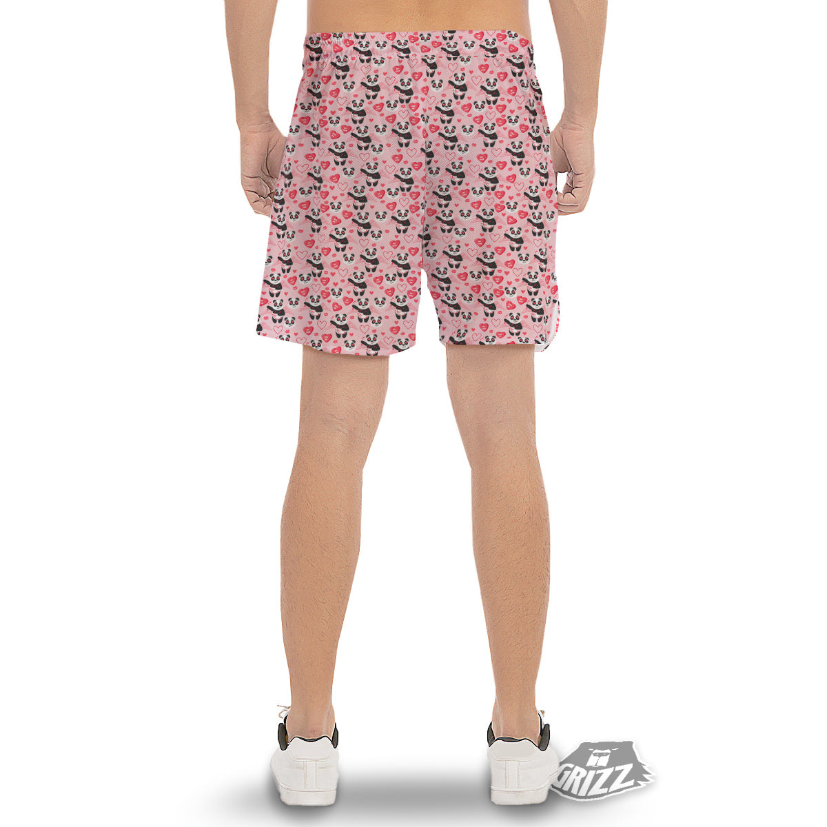 Cupid Valentine Cute Panda Print Pattern Men's Gym Shorts-grizzshop