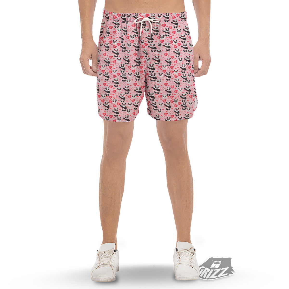 Cupid Valentine Cute Panda Print Pattern Men's Gym Shorts-grizzshop