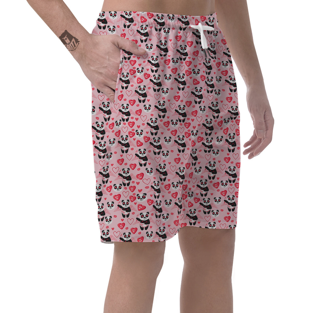 Cupid Valentine Cute Panda Print Pattern Men's Shorts-grizzshop