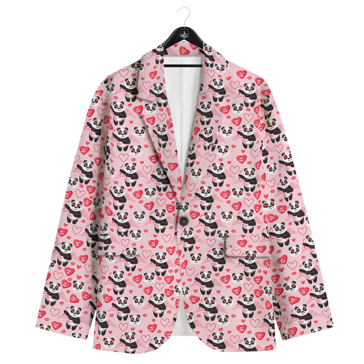 Cupid Valentine Cute Panda Print Pattern Men's Sport Coat-grizzshop