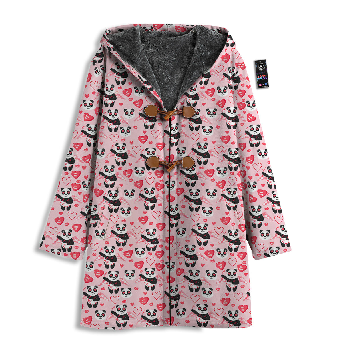 Cupid Valentine Cute Panda Print Pattern Men's Windbreaker Jacket-grizzshop