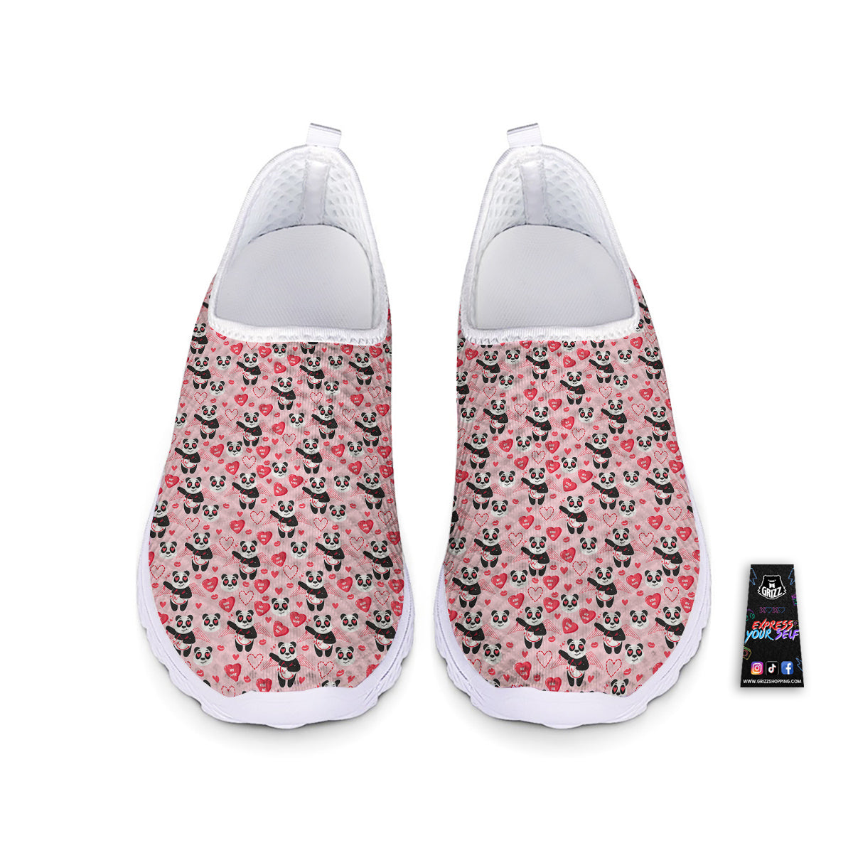 Cupid Valentine Cute Panda Print Pattern Nurse Shoes-grizzshop