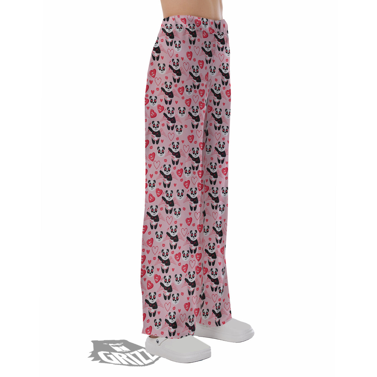 Cupid Valentine Cute Panda Print Pattern Pajama Pants-grizzshop