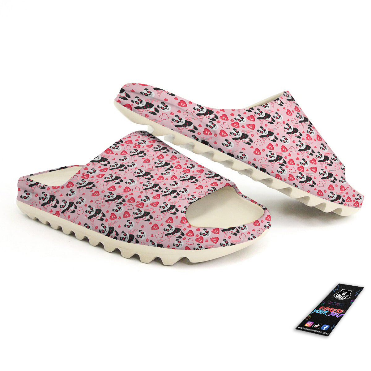 Cupid Valentine Cute Panda Print Pattern Sandals-grizzshop