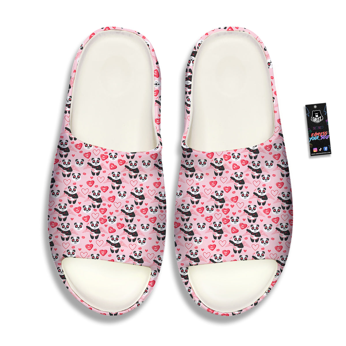 Cupid Valentine Cute Panda Print Pattern Sandals-grizzshop