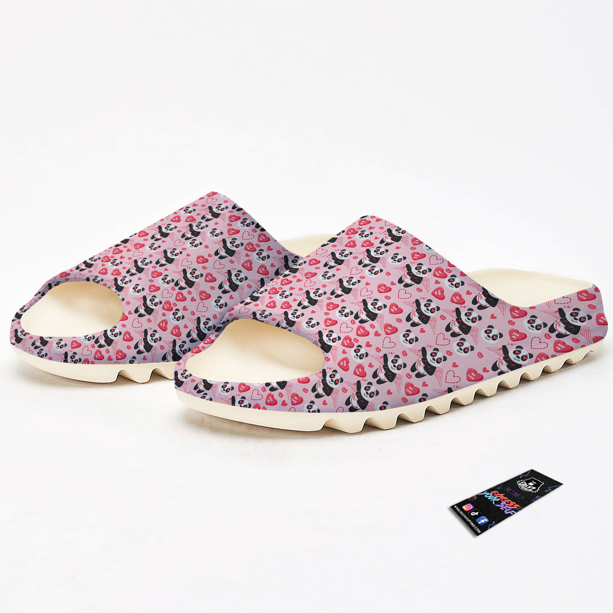 Cupid Valentine Cute Panda Print Pattern Sandals-grizzshop