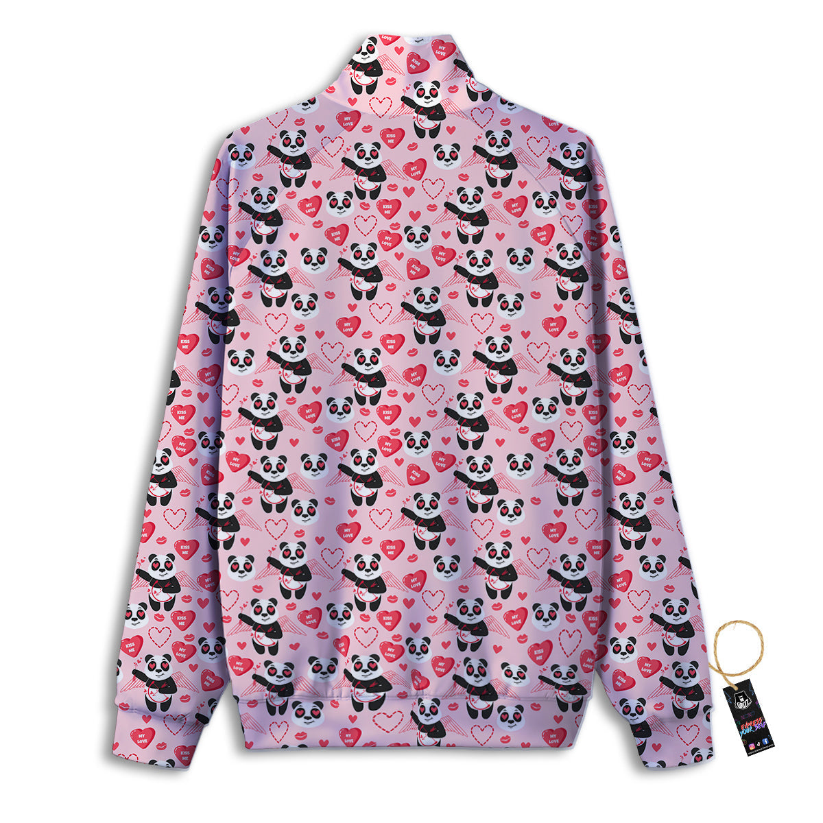 Cupid Valentine Cute Panda Print Pattern Track Jacket-grizzshop