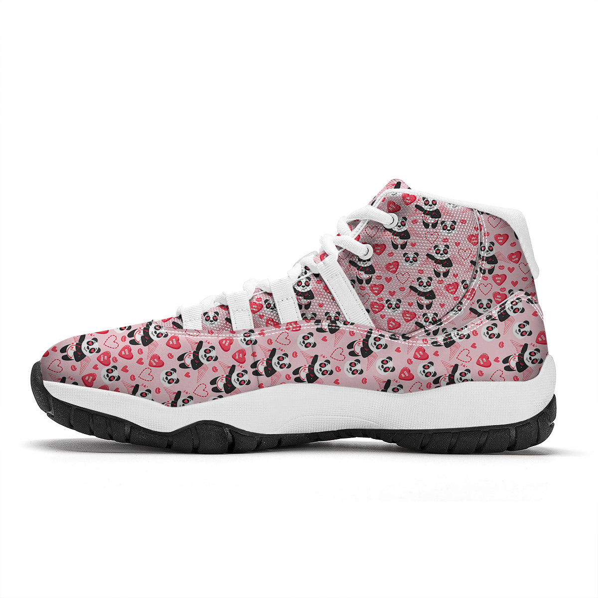 Cupid Valentine Cute Panda Print Pattern White Bball Shoes-grizzshop