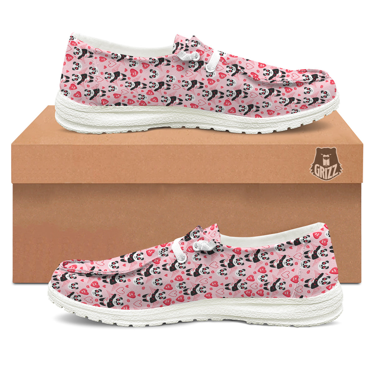 Cupid Valentine Cute Panda Print Pattern White Loafers-grizzshop