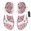 Cupid Valentine Cute Panda Print Pattern White Open Toe Sandals-grizzshop