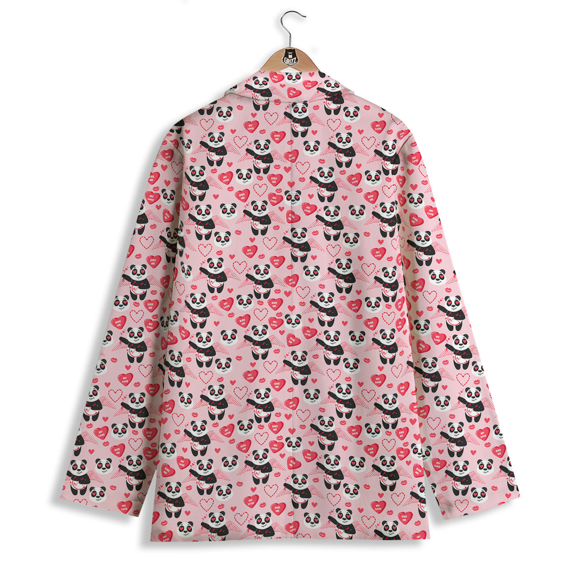 Cupid Valentine Cute Panda Print Pattern Women's Blazer-grizzshop