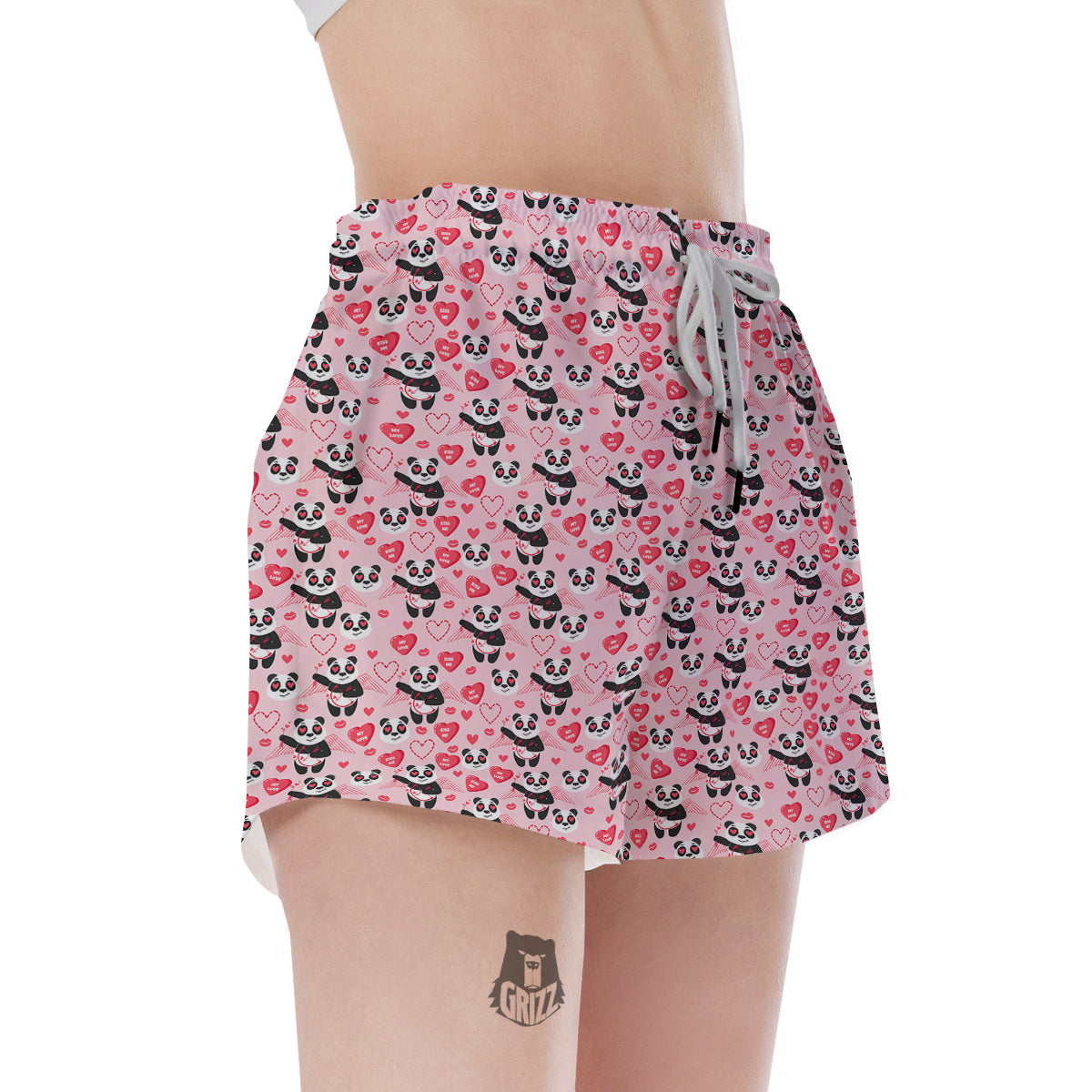 Cupid Valentine Cute Panda Print Pattern Women's Shorts-grizzshop