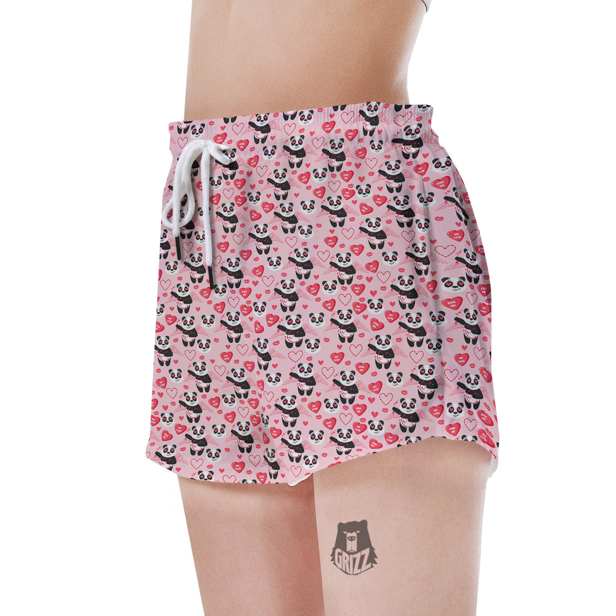 Cupid Valentine Cute Panda Print Pattern Women's Shorts-grizzshop