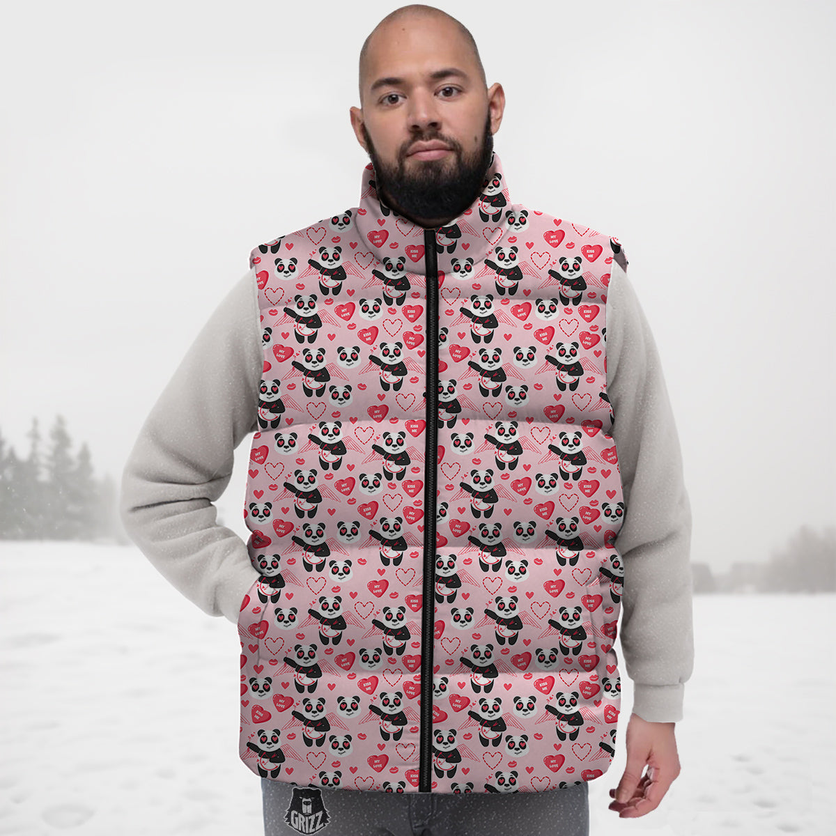 Cupid Valentine Cute Panda Print Pattern Down Vest