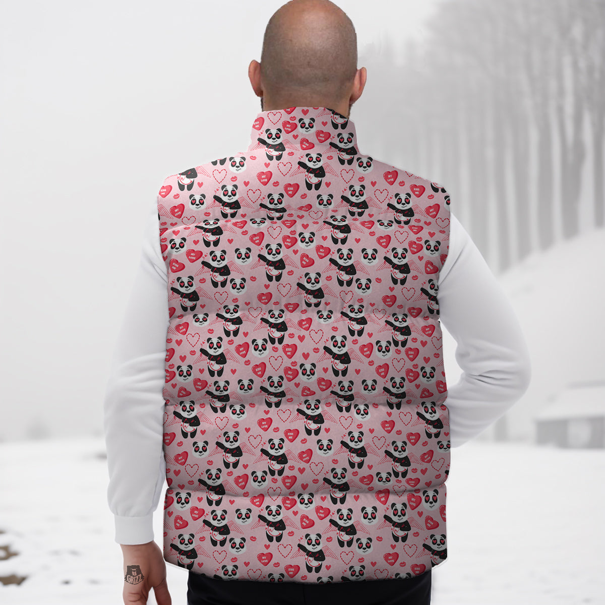 Cupid Valentine Cute Panda Print Pattern Down Vest