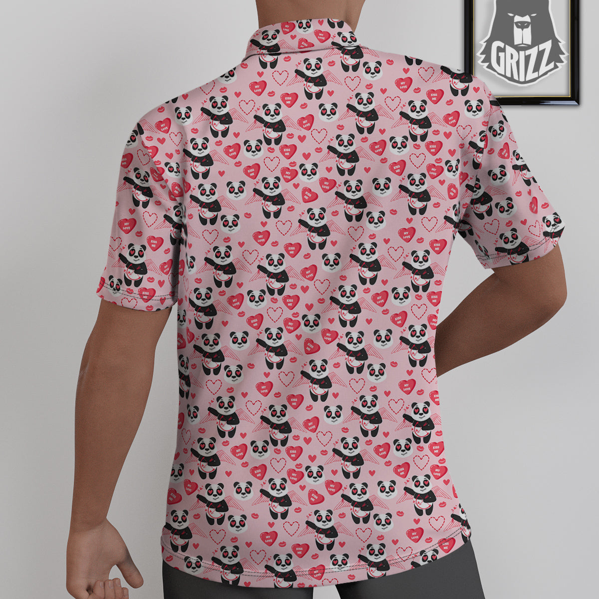 Cupid Valentine Cute Panda Print Pattern Untucked Shirts-grizzshop