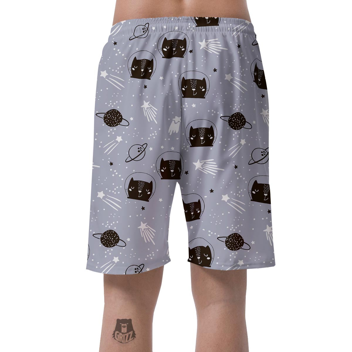 Cute Astronaut Cat Print Men's Shorts-grizzshop