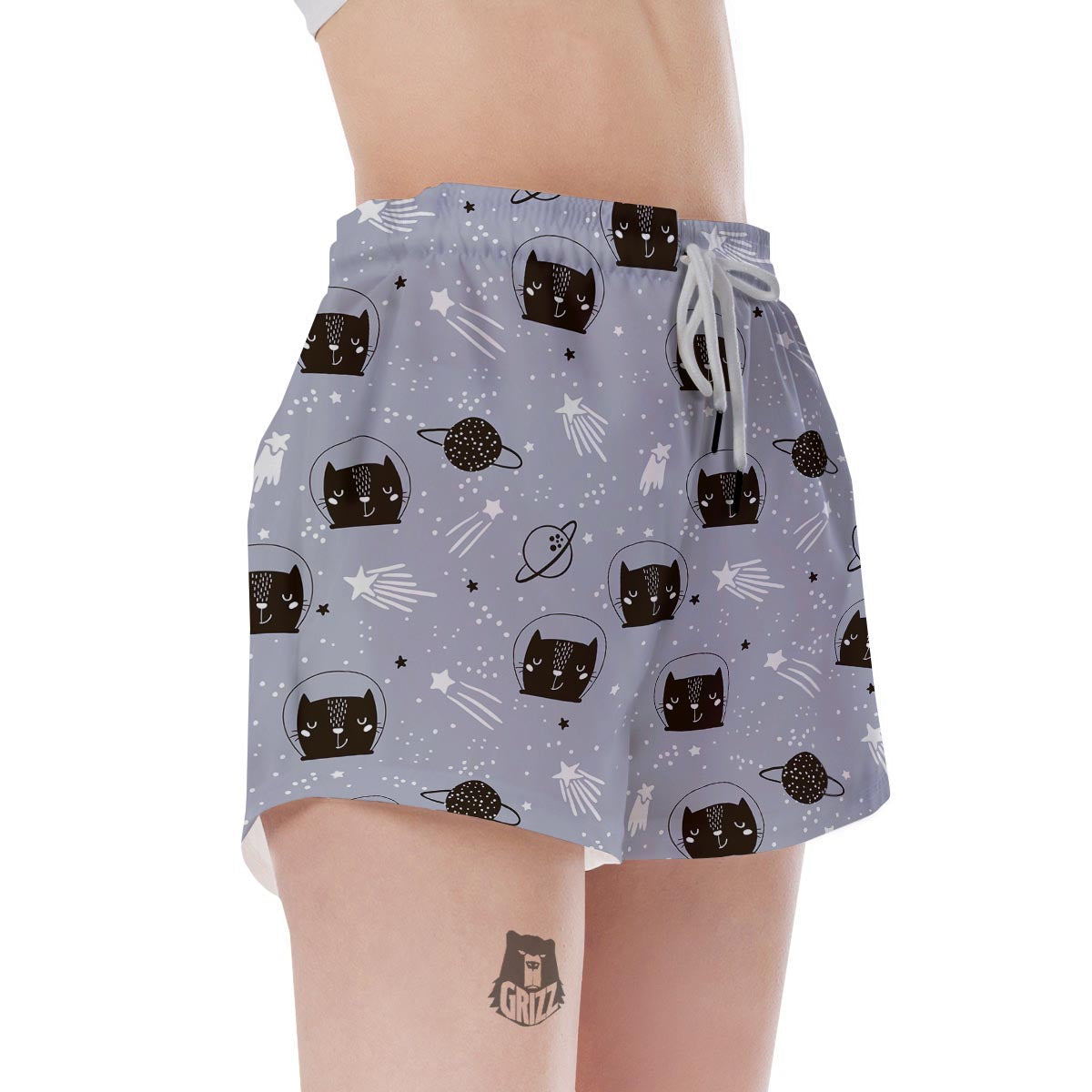 Cute Astronaut Cat Print Women's Shorts-grizzshop