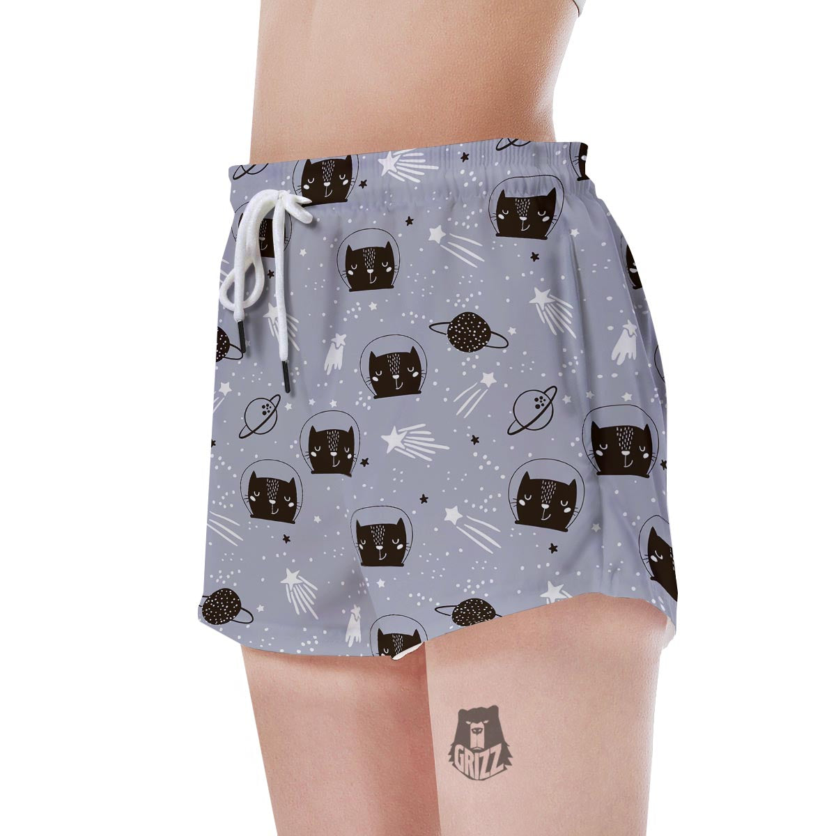 Cute Astronaut Cat Print Women's Shorts-grizzshop