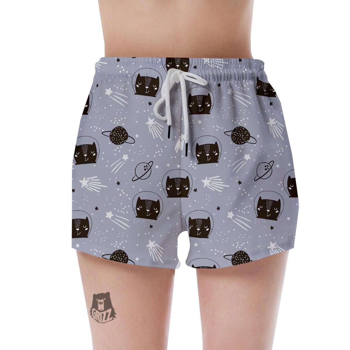Cute Astronaut Cat Print Women's Shorts-grizzshop