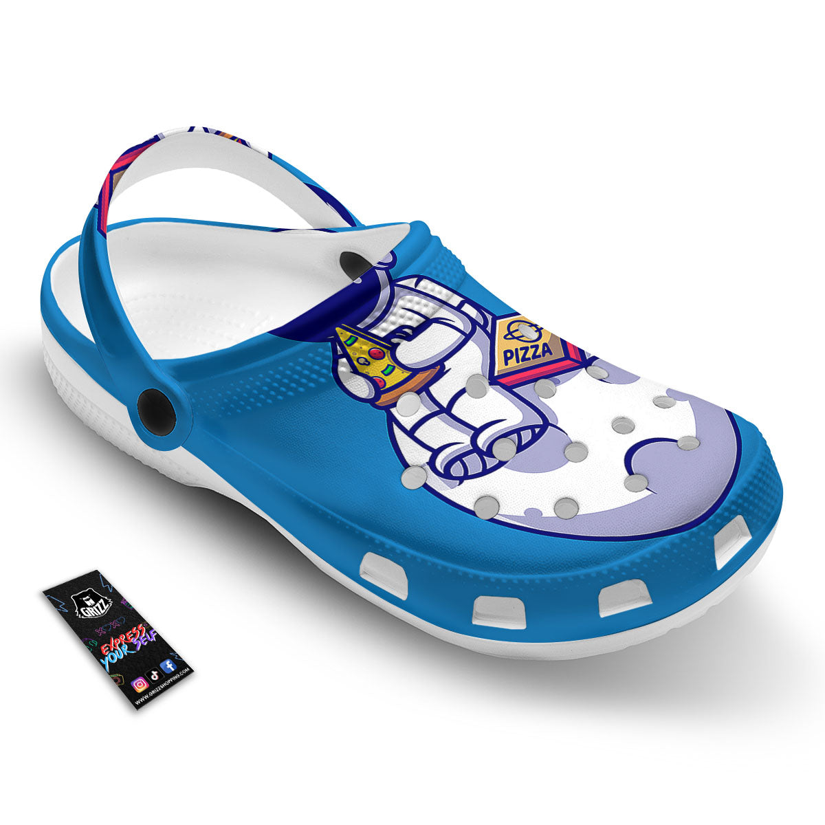Cute Astronaut Eating Pizza Print Clog-grizzshop