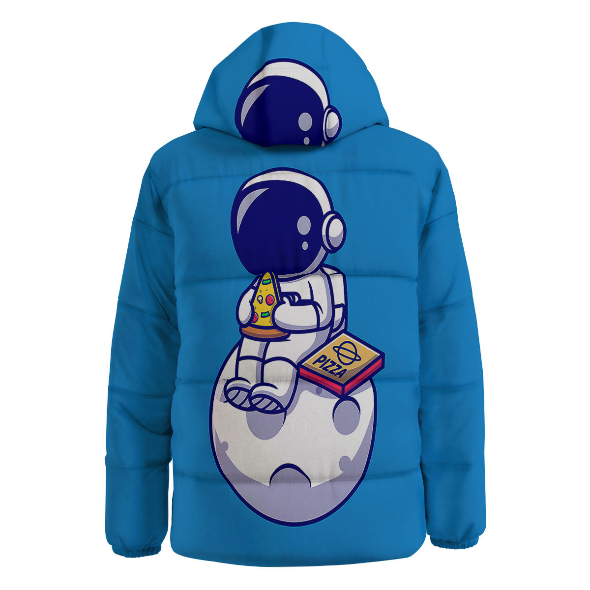 Cute Astronaut Eating Pizza Print Down Jacket-grizzshop