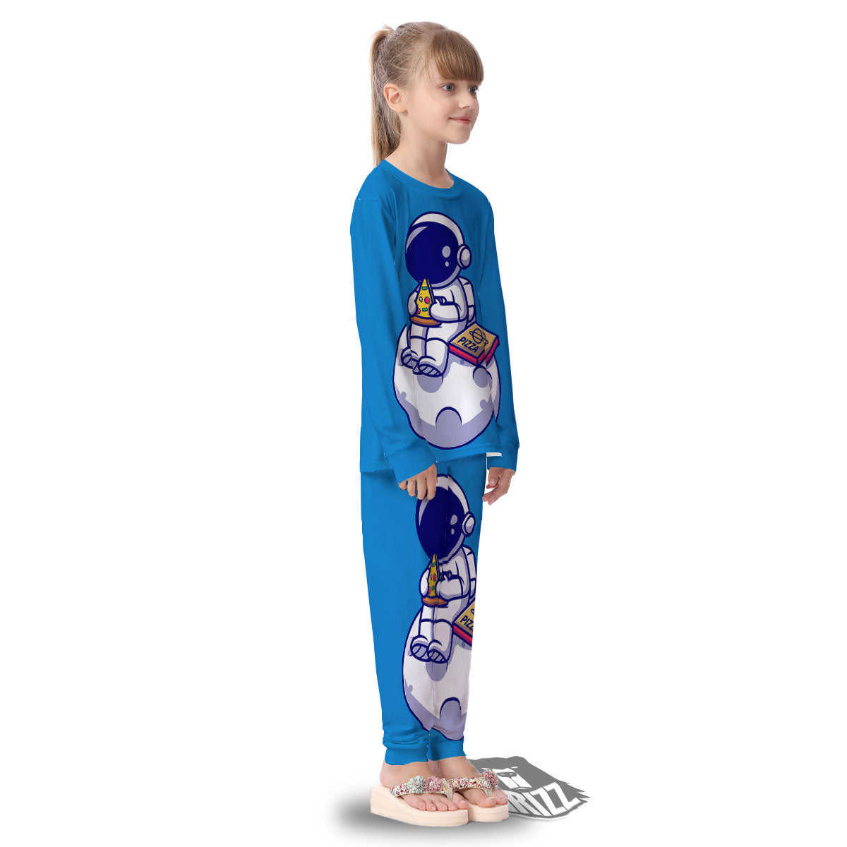 Cute Astronaut Eating Pizza Print Kid's Pajamas-grizzshop