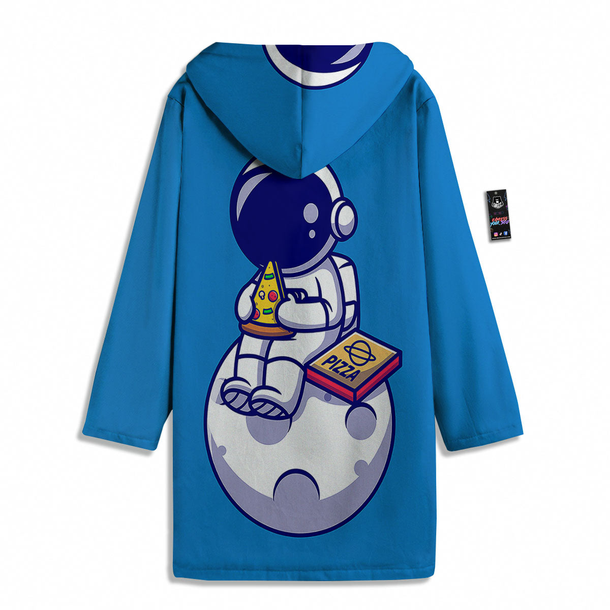 Cute Astronaut Eating Pizza Print Men's Windbreaker Jacket-grizzshop