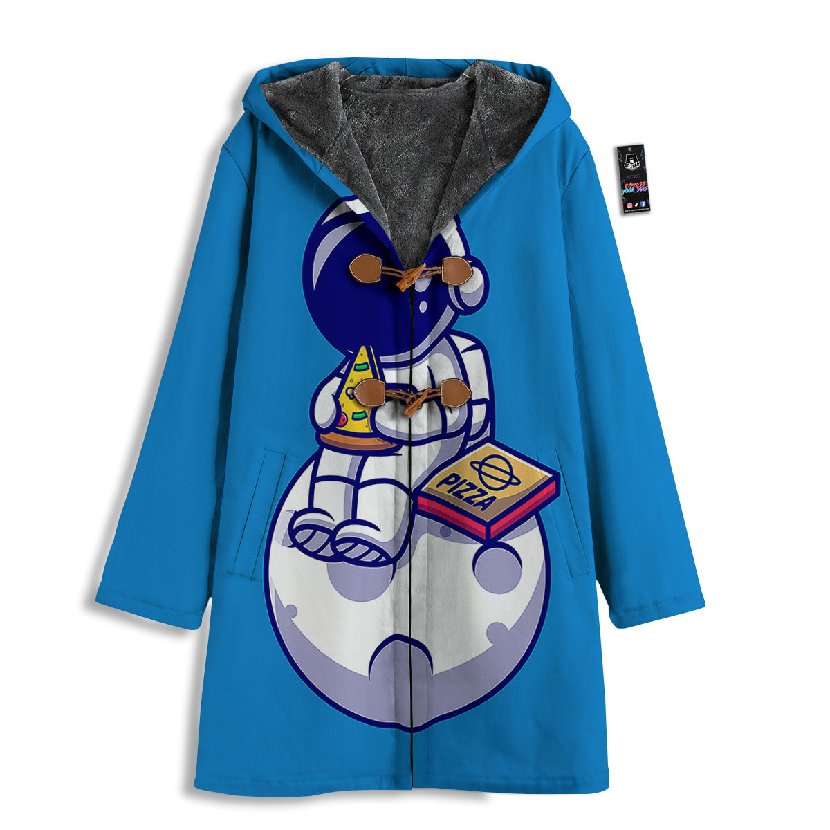Cute Astronaut Eating Pizza Print Men's Windbreaker Jacket-grizzshop